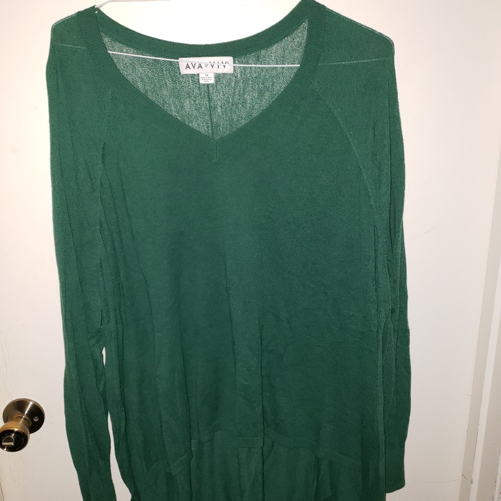 Green high-low sweater
